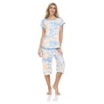 thumbnail image 1 of Lati Fashion Women Capri and Short Sleeve Top 2-Piece Female Pajamas Set Blue XXL, 1 of 5