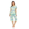 thumbnail image 1 of Lati Fashion Women Capri and Short Sleeve Top 2-Piece Female Pajamas Set Green M, 1 of 4