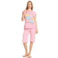 thumbnail image 1 of Lati Fashion Women Capri and Short Sleeve Top 2-Piece Female Pajamas Set Pink L, 1 of 4