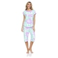 thumbnail image 1 of Lati Fashion Women Capri and Short Sleeve Top 2-Piece Female Pajamas Set Purple L, 1 of 5