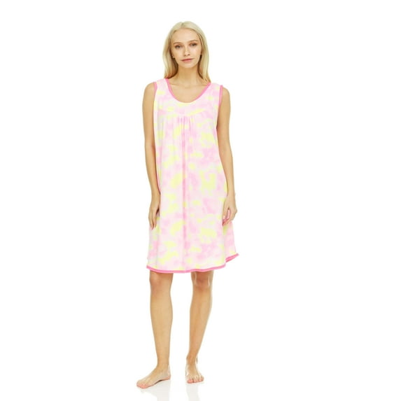 Lati Fashion Women Night Gown Sleeveless Sleepwear Female Woman Sleep Nightshirt Pink Size X-Large