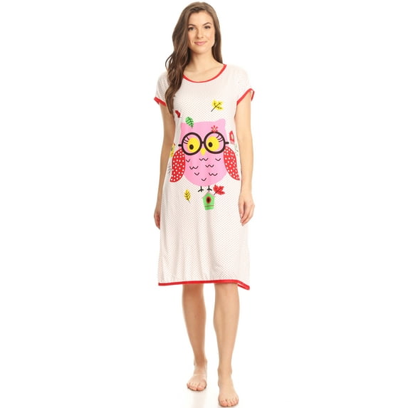 Lati Fashion Women Night Gown Sleeveless Sleepwear Female Woman Sleep Nightshirt Red Size Large