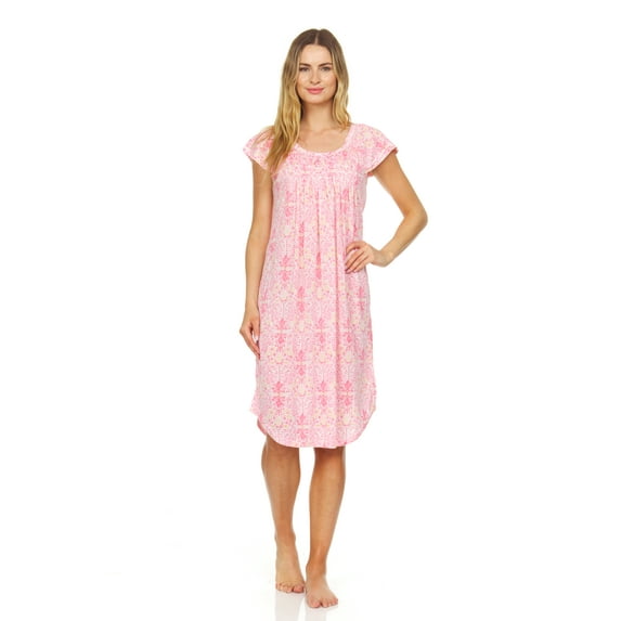 Lati Fashion Women Nightgowns Short Sleeve Female Nightgowns & Sleepshirts Pink XXL
