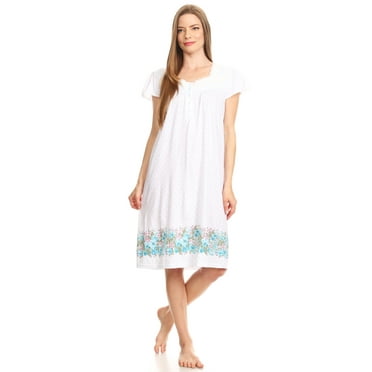 Lati Fashion Women Nightgowns Short Sleeve Female Nightgowns & Sleepshirts Green L