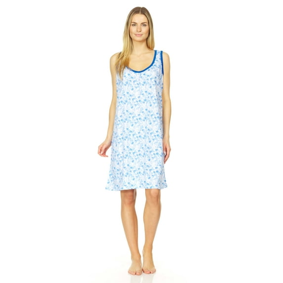 Lati Fashion Women Nightgown Sleeveless Female Nightgowns & Sleepshirts Blue Medium
