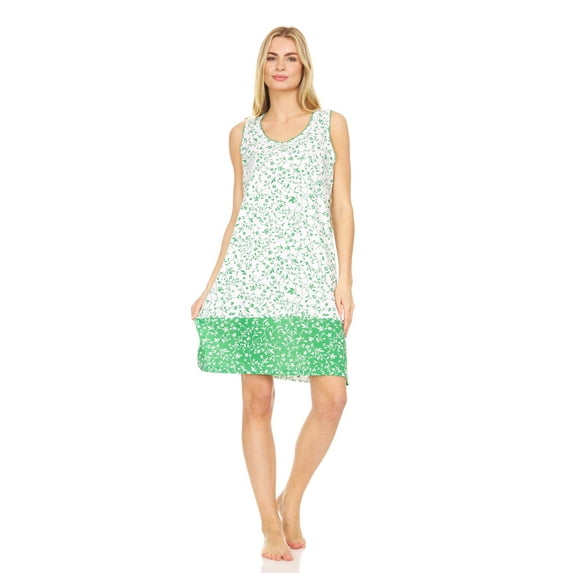 Lati Fashion Women Nightgown Sleeveless Female Nightgowns & Sleepshirts Green X-Large