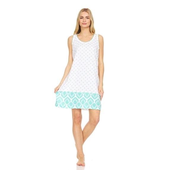 Lati Fashion Women Nightgown Sleeveless Female Nightgowns & Sleepshirts Green XX-Large