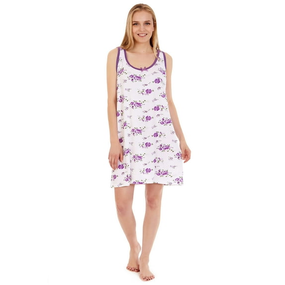Lati Fashion Women Nightgown Sleeveless Female Nightgowns & Sleepshirts Purple Medium