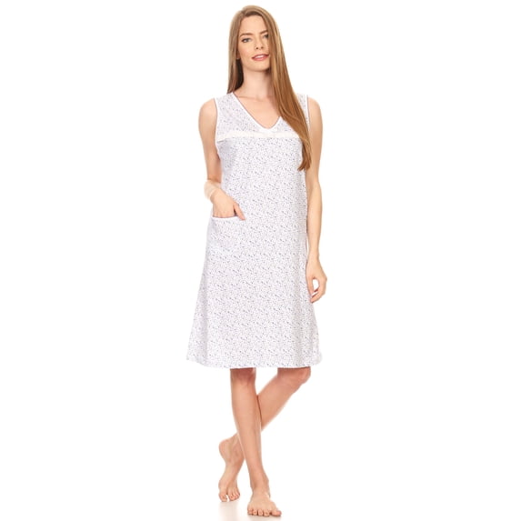 Lati Fashion Women Nightgown Sleeveless Female Nightgowns & Sleepshirts Purple X-Large