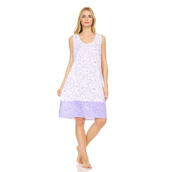 Lati Fashion Women Nightgown Sleeveless Female Nightgowns & Sleepshirts Purple X-Large