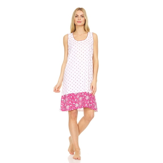 Lati Fashion Women Nightgown Sleeveless Female Nightgowns & Sleepshirts Red XX-Large