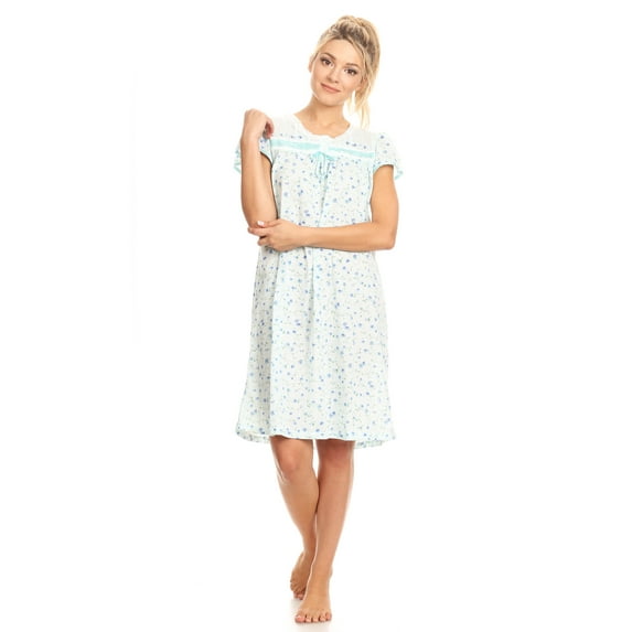 Lati Fashion Women Nightgowns Short Sleeve Female Nightgowns & Sleepshirts Green XXXL