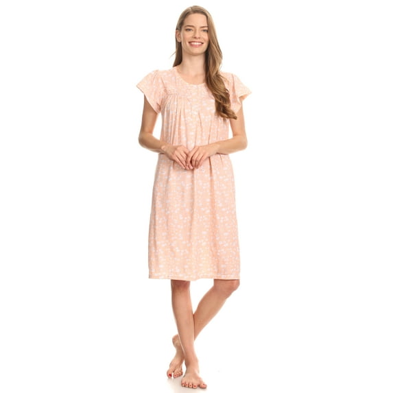 Lati Fashion Women Nightgowns Short Sleeve Female Nightgowns & Sleepshirts Peach XL