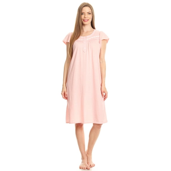 Lati Fashion Women Nightgowns Short Sleeve Female Nightgowns & Sleepshirts Peach XXXL