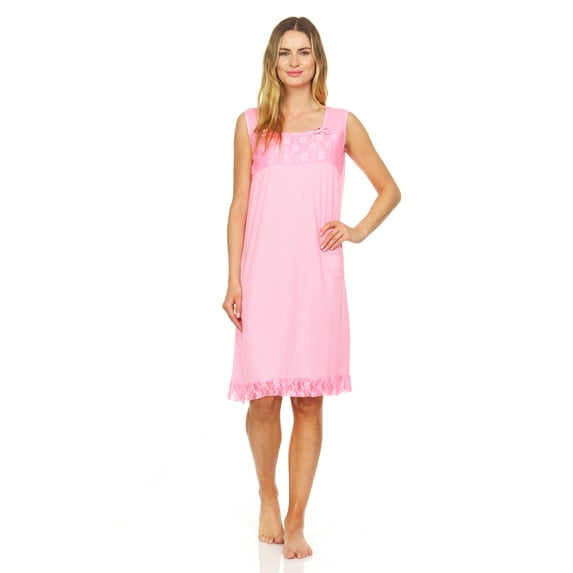 Lati Fashion Women Nightgowns Short Sleeve Female Nightgowns & Sleepshirts Pink Size Large