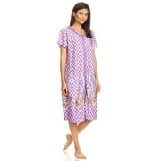 Lati Fashion Women Nightgowns Short Sleeve Female Nightgowns & Sleepshirts Purple Size 2X