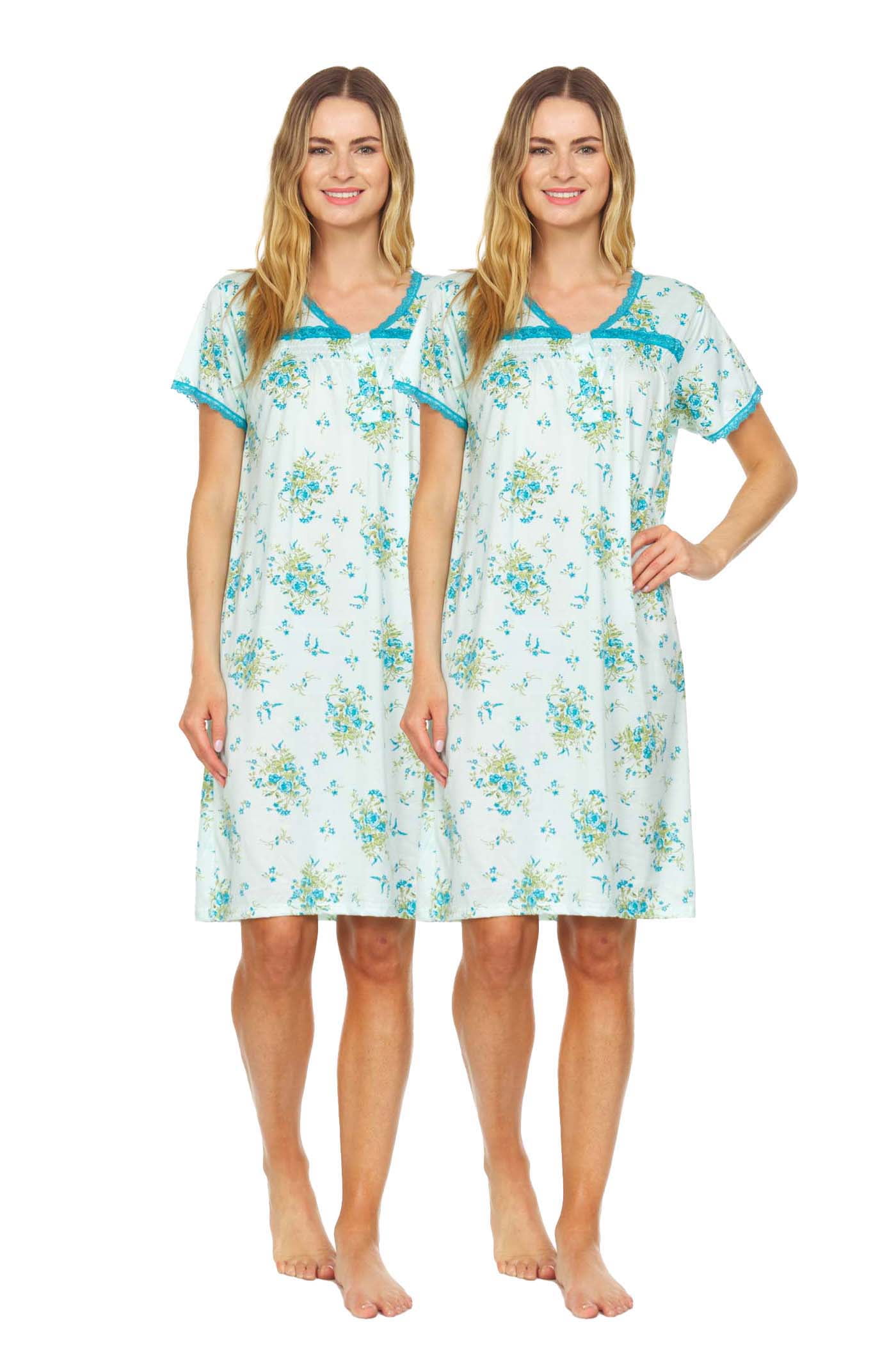 LA CERA Womens Cotton Nightgown Summer Nightgowns for Women 100% Cotton  Chemise - White - 1X