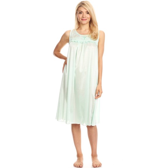 Lati Fashion Women Nightgown Sleepwear Female Sleep Dress Nightshirt Green XXL