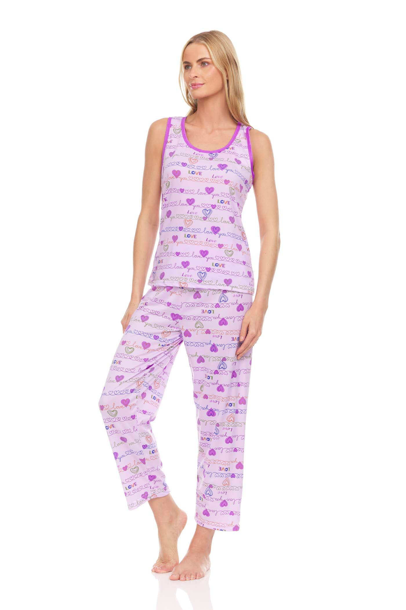 Lati Fashion Women Sleeveless Pajamas Pants Set Female Sleepwear