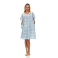 thumbnail image 1 of Lati Fashion Women Snaps Front Duster Short Sleeve Female Nightgowns & Sleepshirts Blue Size 3X, 1 of 4