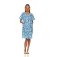 thumbnail image 1 of Lati Fashion Women Snaps Front Duster Short Sleeve Female Nightgowns & Sleepshirts Blue Size 3X, 1 of 4