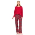 thumbnail image 1 of Lati Fashion Women's Long Sleeve Knit Flannel Pajama Set, Female Adult PJs in Classic Plaid Pattern, 1 of 4