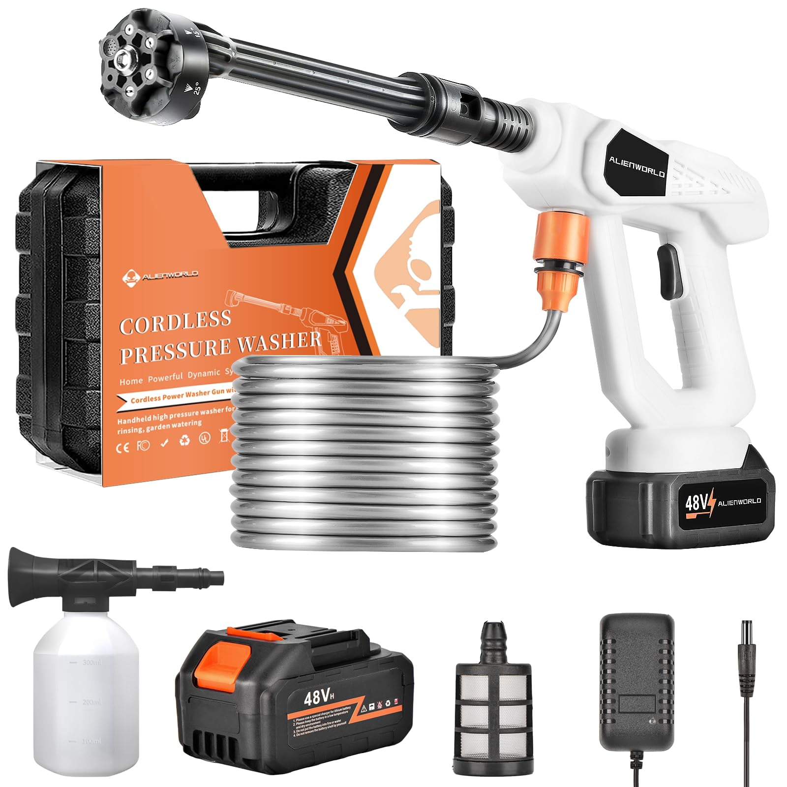Latiable Cordless High Pressure Washer Gun with Foam Cannon,High Power