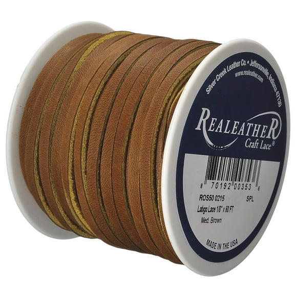 Latigo Lace .125"X50' Spool-Medium Brown