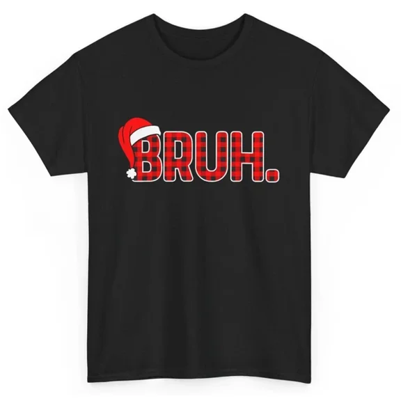 Latimore Bruh Holiday Plaid Teens Boys Xmas Pajamas T-Shirt All Size S-5Xl