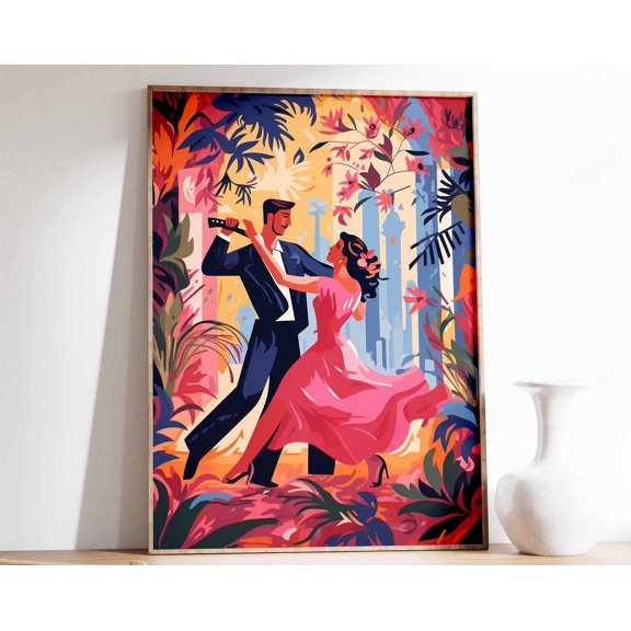Latin American Dancers Poster, Latin Decor, Salsa Dancing Art, South American Folk Art, Vintage Decor, Dancing Art, Latin American Art Wall Art, Modern Wall Decor, 8x12 UNFRAMED