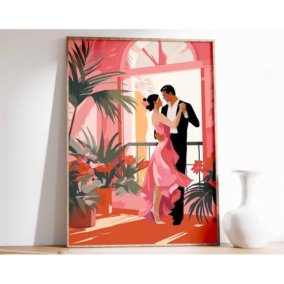 Latin American Dancers Poster, Latin Decor, Salsa Dancing Art, South American Folk Art, Vintage Decor, Dancing Art, Latin American Art Wall Art, Modern Wall Decor, 8x12 UNFRAMED