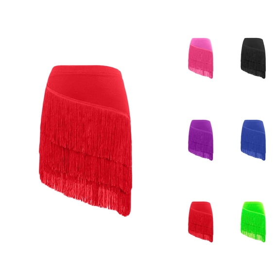 Latin Competition Dress for Kids – Fringed Short Sleeve Dancewear with Shine, Flashy Recital Outfit, Eye-Catching Upgrade from Pink Dress for Girls Basics