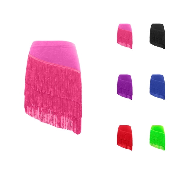 Latin Competition Dress for Kids – Fringed Short Sleeve Dancewear with Shine, Flashy Recital Outfit, Eye-Catching Upgrade from Pink Dress for Girls Basics