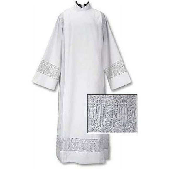 Latin Cross and IHS Lace Front Wrap ALB (Extra Large)