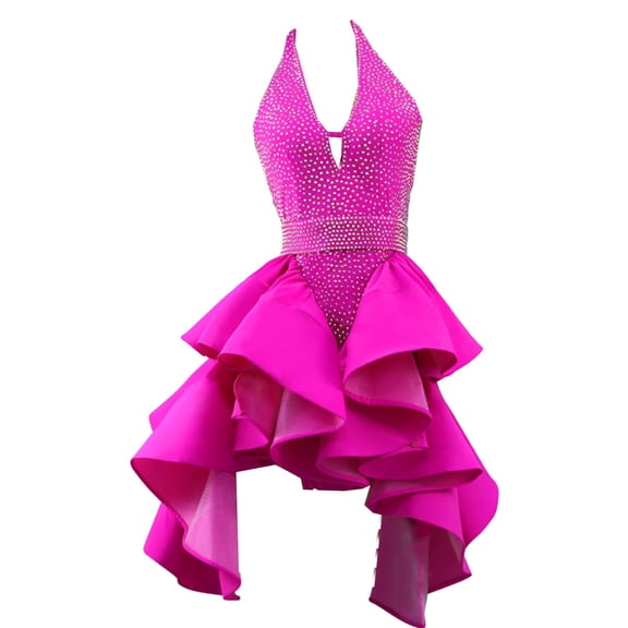 Latin Dance Dress for Women. For salsa, tango. Rhinestones, long sleeve. Latin dance competition costume