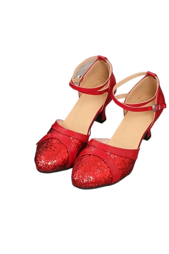 Latin Dance Shoes For Women Sequin Adult Female Sandals Soft Sole Indoor Ballroom Tango Shoe Closed Toe Salsa Dancing Shoes