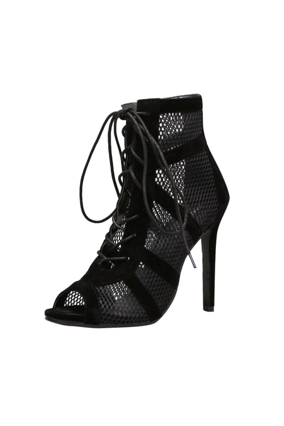 Latin Dance Shoes for Women Mesh Sandals Peep Toe High Top Sandals