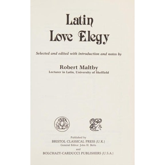 Pre-Owned Latin Love Elegy (Paperback) 9780906515013