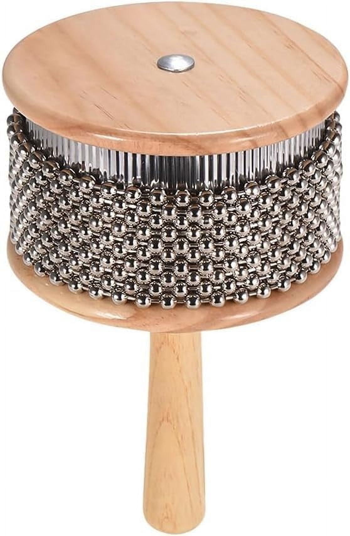 Latin Percussion Afuche Cabasa - Cuban Instrument Latin Wooden Percussion Instrumento Handheld Metal Beaded Drum Set Professional Musical Shaker for Band and Classroom Use (large size)