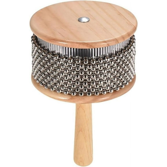 Latin Percussion Afuche Cabasa - Cuban Instrument Latin Wooden Percussion Instrumento Handheld Metal Beaded Drum Set Professional Musical Shaker for Band and Classroom Use (large size)