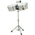thumbnail image 1 of Latin Percussion Aspire Series 13" and 14" Metal Timbale Set with Cowbell, Silver, 1 of 9