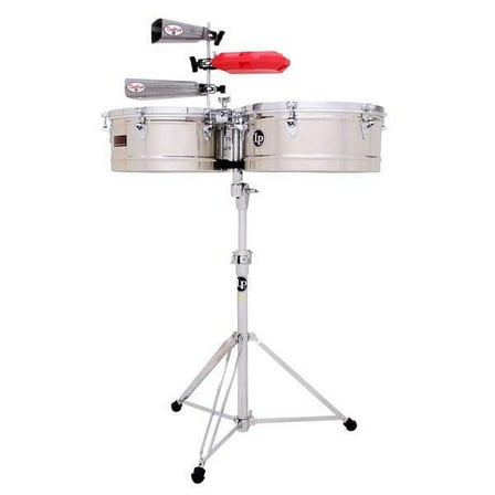 Latin Percussion LP1415-S 14" and 15" Prestige Timbales - Stainless Steel
