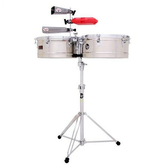 Latin Percussion LP1415-S 14" and 15" Prestige Timbales - Stainless Steel