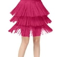 thumbnail image 1 of Latin Skirt for Girls Tassel Dance Ballroom Layered Fringe Kids Dress Dancewear(140 8-9 Years,Hot Pink), 1 of 5