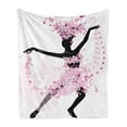 thumbnail image 1 of Latin Soft Flannel Fleece Blanket, Silhouette of a Woman Dancing Samba Salsa Latin Dances Spain and Mexico Culture Print, Cozy Plush for Indoor and Outdoor Use, 70" x 90", Pink Black, by Ambesonne, 1 of 5
