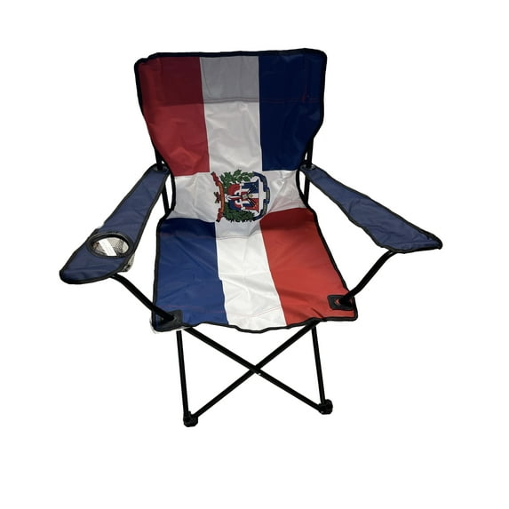 Latinos R US Foldable Camping Chair, Dominican Republic Flag Pattern
