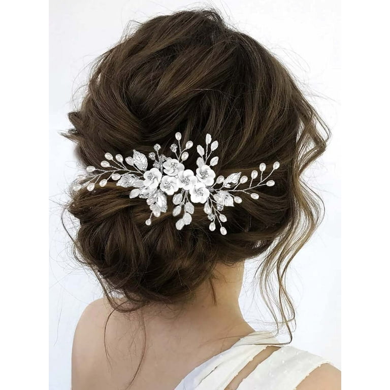 Leaf and pearl bridal hair comb, pearl hair accessories