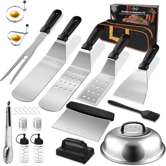 Latiret Blackstone Griddle Accessories Kit, 23Pcs Grilling Accessories Set for Camp Chef, Flat Top Griddle Accessories with Scraper, Spatula, Basting Cover, Outdoor Grill Tools