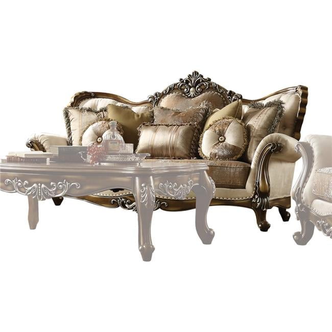 Classic Tufted Floral Fabric Sofa with Nailhead Wood Trim and Rolled Arms