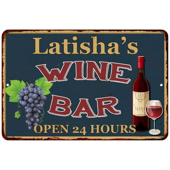 Latisha's Green Wine Bar Wall Decor Kitchen Gift 8x12 Metal 208120043805